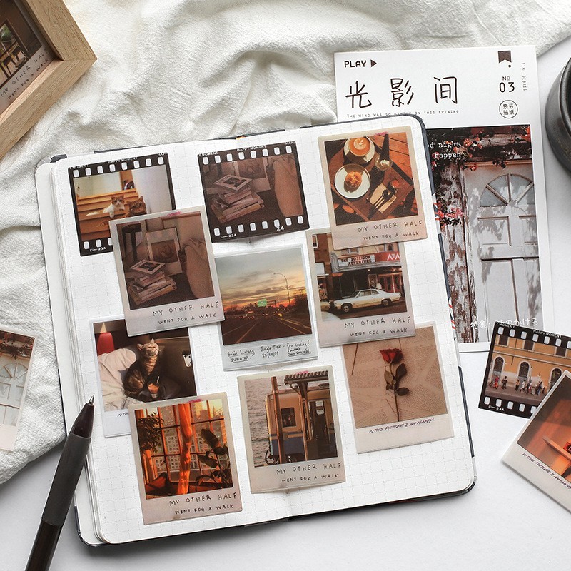 Set 40 sticker retro phong cách vintage trang trí decor sổ kế hoạch dán điện thoại nhiều chủ đề