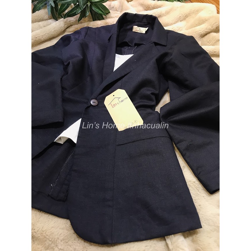 S052 - BLAZER LINEN ĐEN | BigBuy360 - bigbuy360.vn