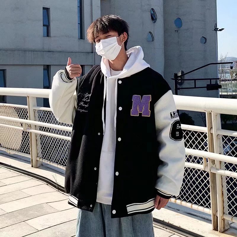 Áo Khoác Bóng Chày Dáng Rộng Phong Cách Hip hop Cá Tính Cho Nam