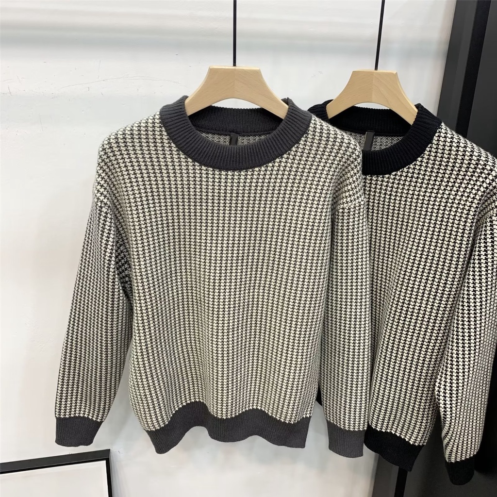 Áo Sweater Dệt Kim Cổ Tròn Phong Cách Harajuku Thời Trang Thu Đông Mới Cho Nam