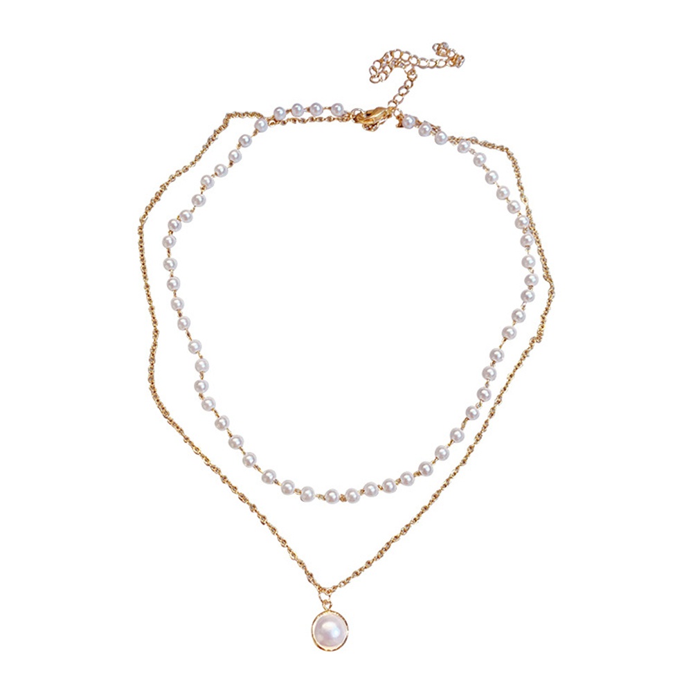 Dây chuyền hai tầng dạng chuỗi kết hạt ngọc trai giả thời trang cho nữ