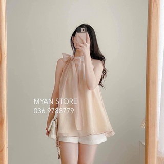 Áo yếm lụa cổ nơ dáng A điệu đà xinh xắn