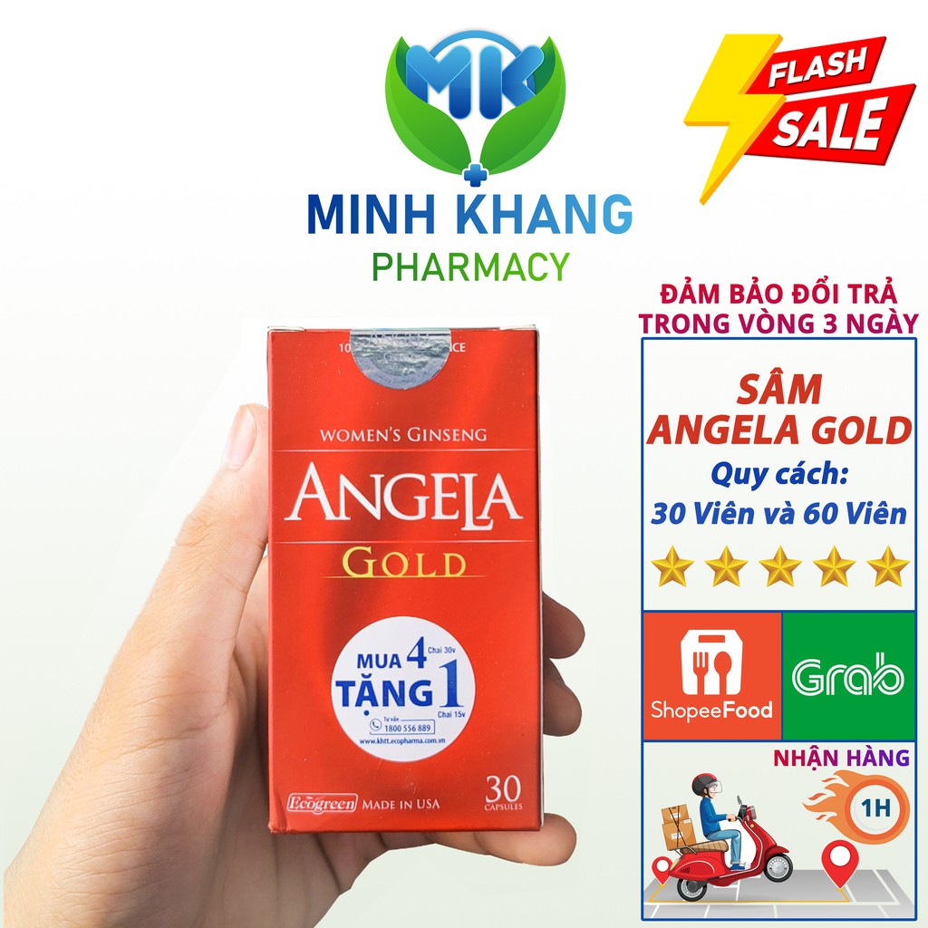 Sâm Angela Gold ⚡CHÍNH HÃNG ⚡ có tem tích điểm - Hộp 60 viên và 30 viên - Hỗ trợ bổ sung nội tiết tố