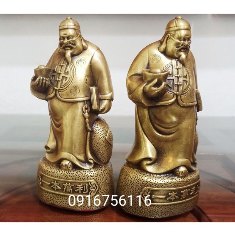 Ông Quản Gia Bằng Đồng cao 22cm, Tượng Phú Ông Thẩm Vạn Tam, tượng đồng Phong Thủy, quà tặng chiêu tài