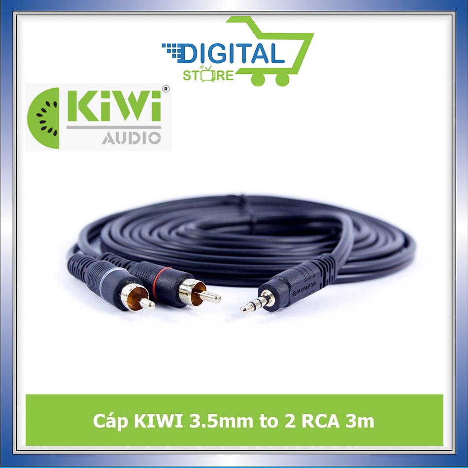 Dây 3.5 ra RCA hoa sen bằng đồng dài 1,5m và 3m. Cáp 3.5 ra 2 đầu bông sen [ Chính Hãng Kiwi ]