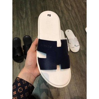 DÉP NAM BẢN H TRẮNG NGANG XANH ĐEN