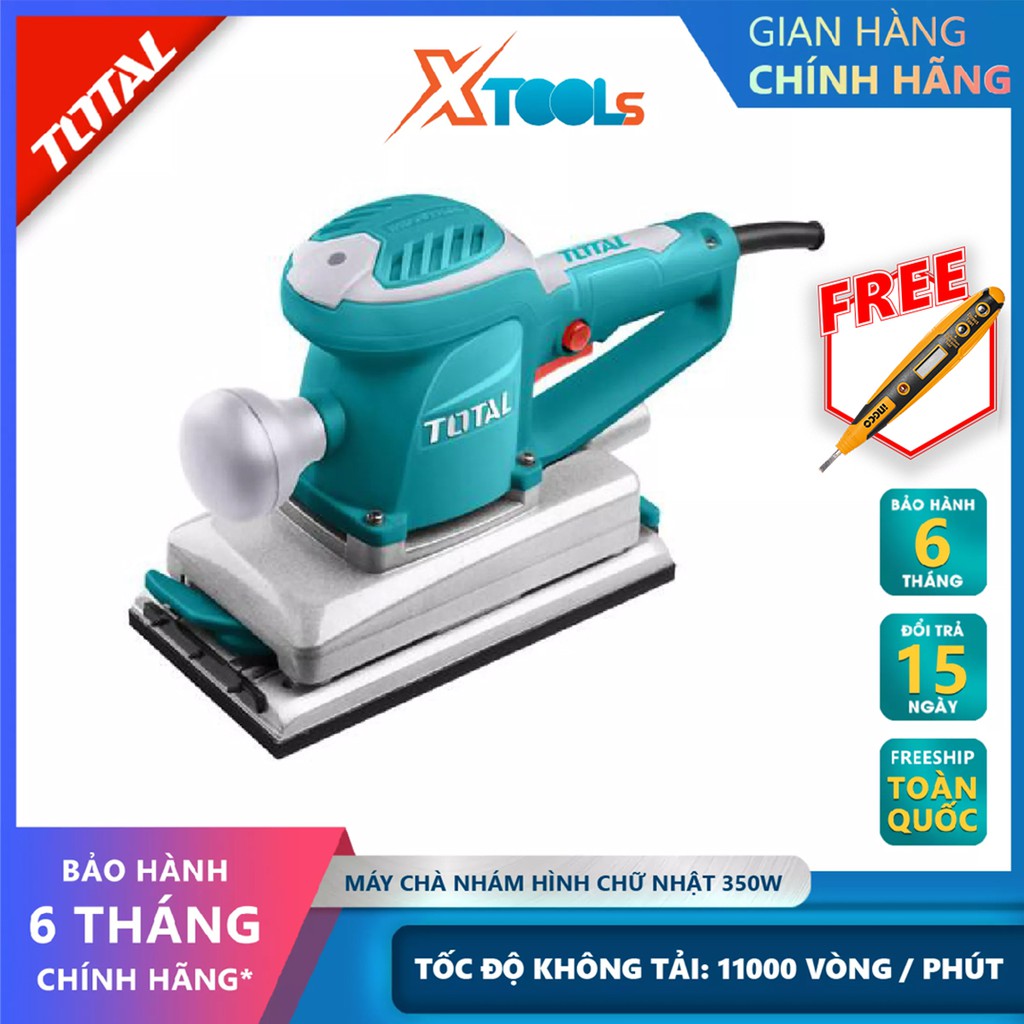 Máy chà nhám chữ nhật TOTAL TF1302206 máy chà nhám có điện thế 220V-240V/50-60Hz, Công suất 350W, 110mmx220mm  [XTOOLs]