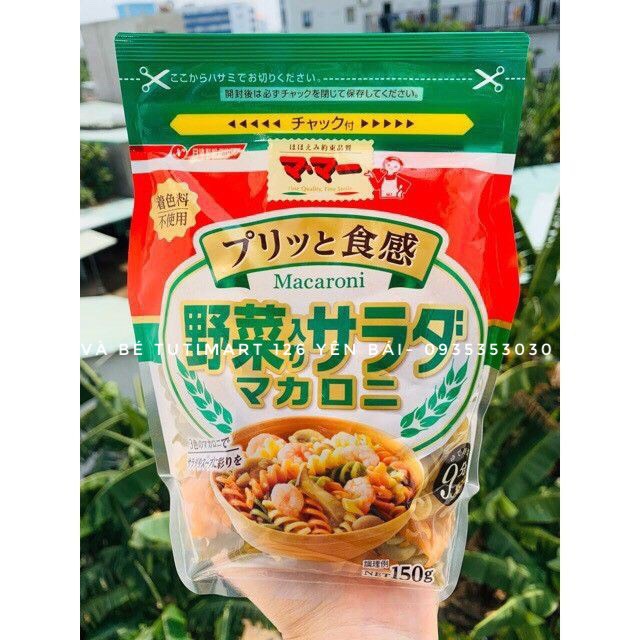 Nui xoắn rau củ Macaroni Nisshin Nhật cho bé