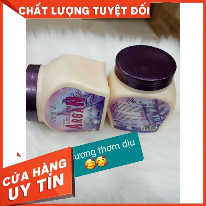 Hấp dầu Kem Ủ Karanz Argan Macadamia 900ml 🍩FREESHIP 🍩 phục hồi tóc nát, giữ màu siêu thơm suôn mềm óng mượt tóc cao cấp