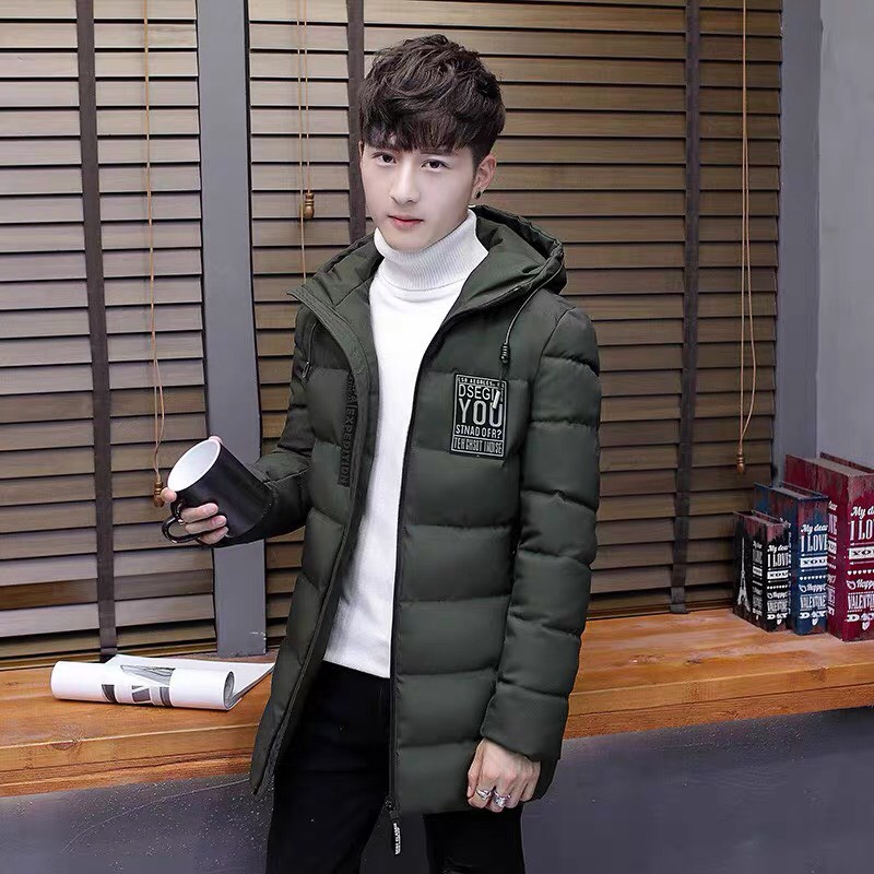 Áo khoác phao nam dáng dài trần bông 3 lớp , áo ấm mùa đông siêu nhẹ, siêu dày, siêu ấm ,thêu họa tiết chữ cực hot V999