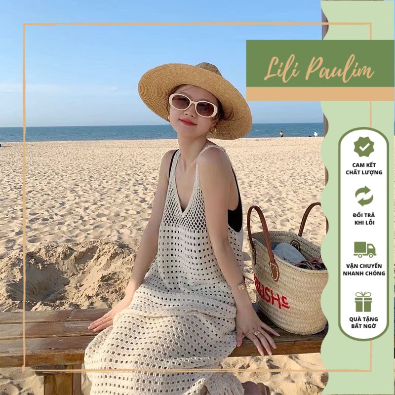Váy dài đan lưới hàng thiết kế cao cấp sang chảnh tôn dáng phù hợp đi biển ( ảnh thật ở cuối)