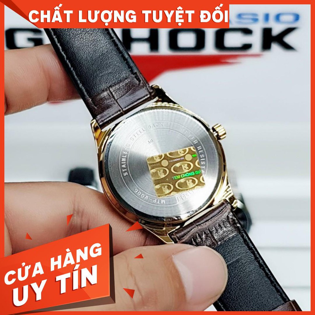 HOT Đồng hồ nam Casio MTP-V006GL-9BUDF Chính hãng - Dây da - Mặt La mã - Mạ Vàng Chinh Hãng