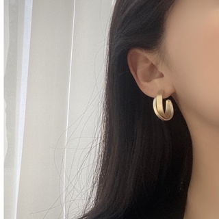 Hoa tai nữ bản to đan chéo phong cách Vintage mạ bạc 925 H18, Eva Dream