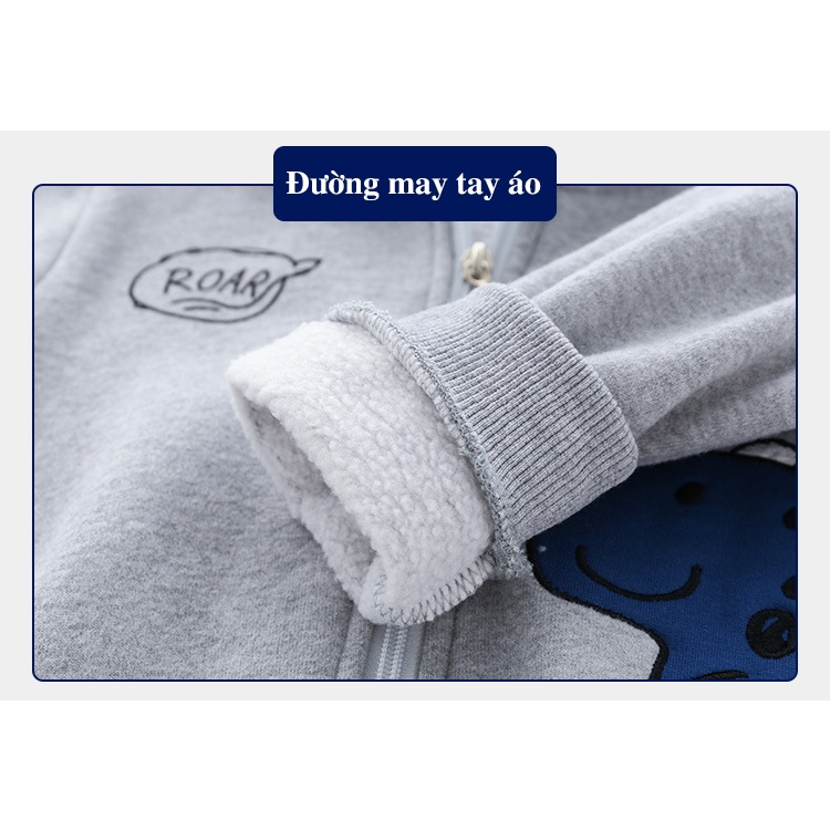 Áo Hoodie cho bé WELLKIDS áo nỉ có mũ họa tiết khung long hàng xuất Âu Mỹ