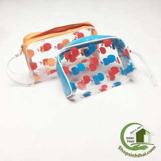 Túi ví nhựa trong suốt đựng mỹ phẩm, bút viết, đồ cột tóc - bóp nhựa lớn 20 x 15cm