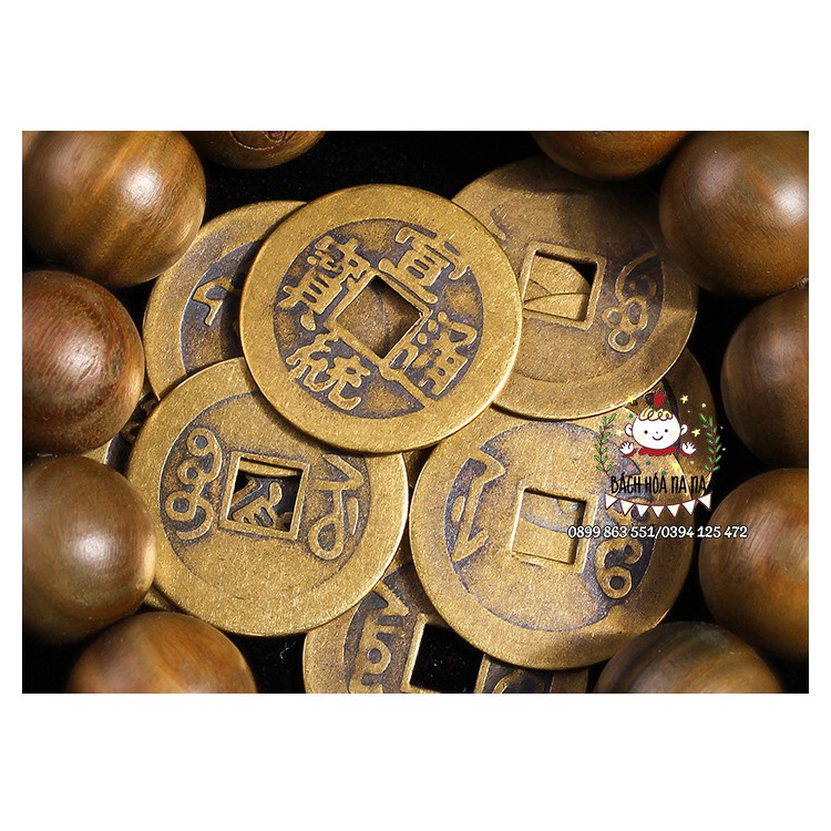 Đồng xu cổ âm dương phong thủy Size 2.4cm Xâu chuỗi Làm vòng Bản Mệnh Bỏ Ví Chiêu Tài - Bách hóa Na Na