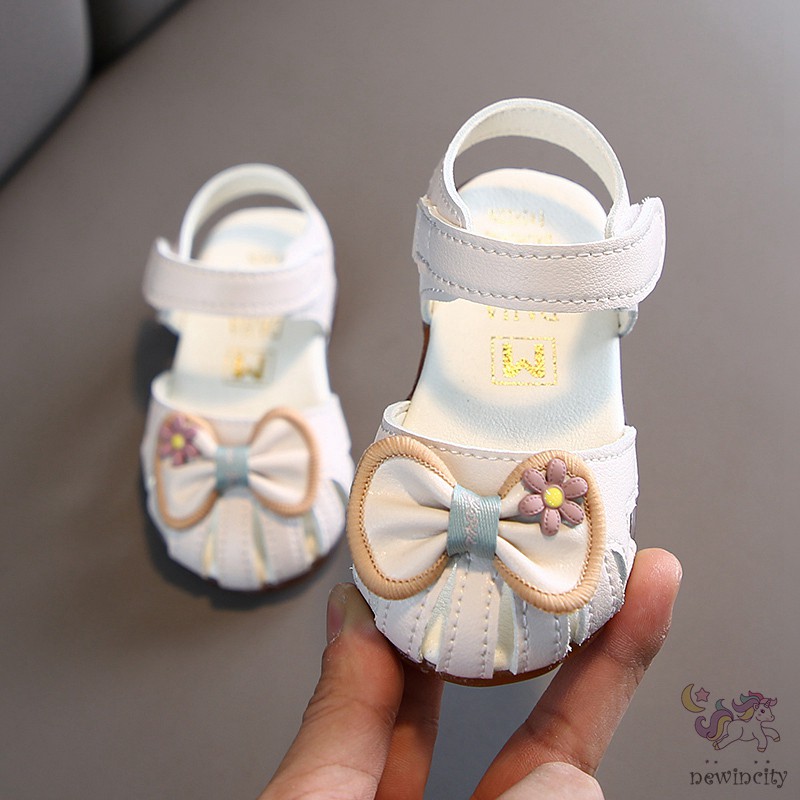 Giày sandal chống trượt đính nơ/hoa thời trang mùa hè cho bé gái