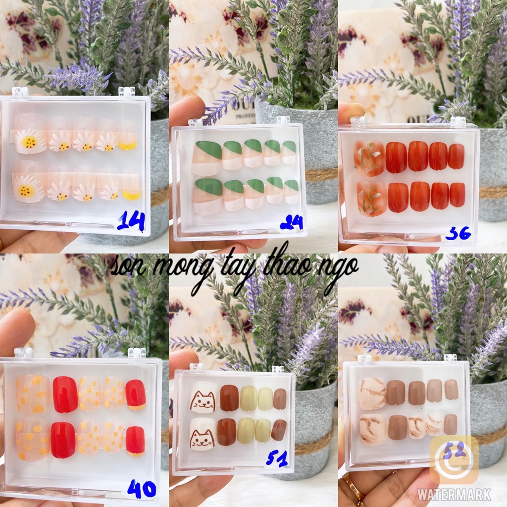 (hàng mới về) Nail Box ❤️Set 10 Móng Chân Giả Nailbox Tặng Keo Dán Móng