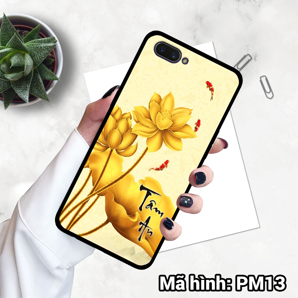 Ốp điện thoại OPPO A3S/ A1K in hình hoa sen,cá chép phong thủy – lưng kính tráng gương viền dẻo