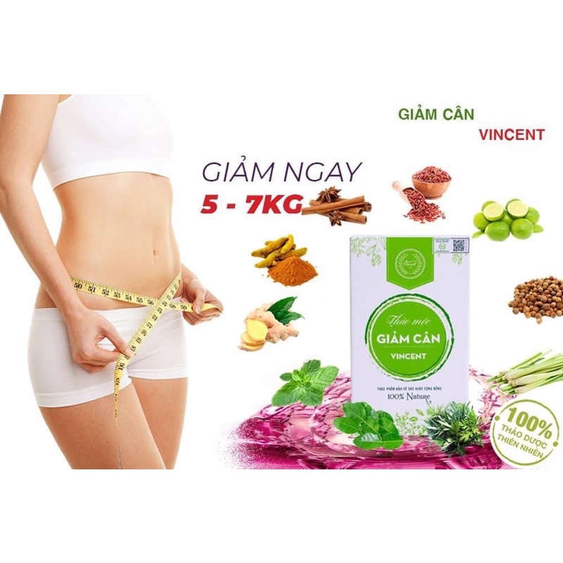 Giảm cân VINCENT liệu trình 15ngày tặng 10 viên detox giảm mỡ bụng an toàn, hiệu quả 30gr