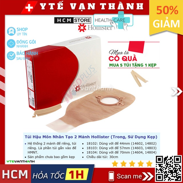 ✅ Túi Hậu Môn Nhân Tạo 2 Mảnh Hollister 18102 18103 18104 (Trong, Dùng Kẹp) | Túi Phân, Hậu Môn Tạm -VT0435