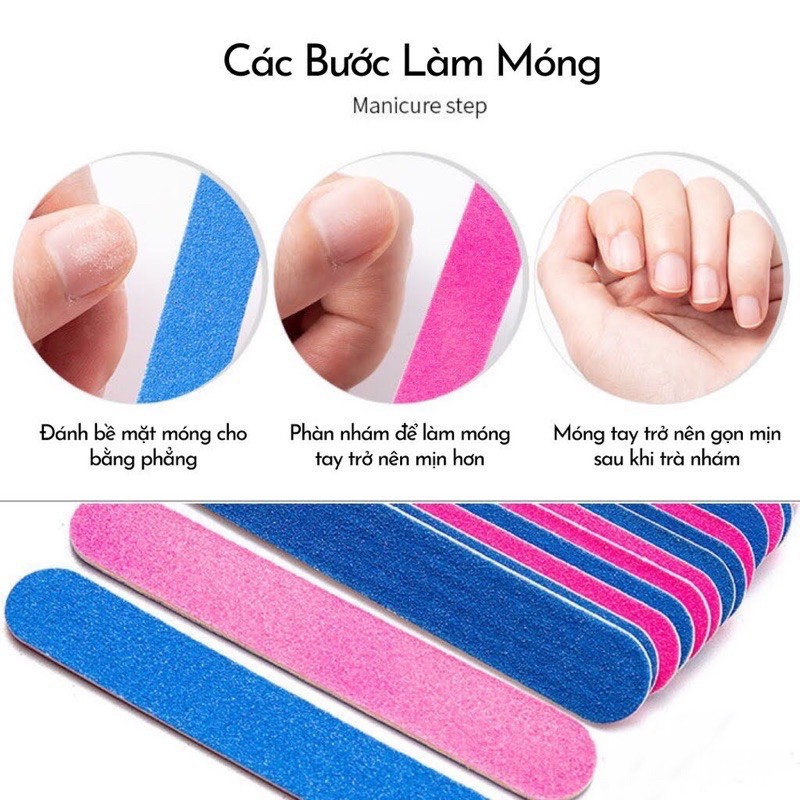 Giũa Móng mini móng tay chân 2 mặt tiện lợi dùng (combo 10 giũa móng)