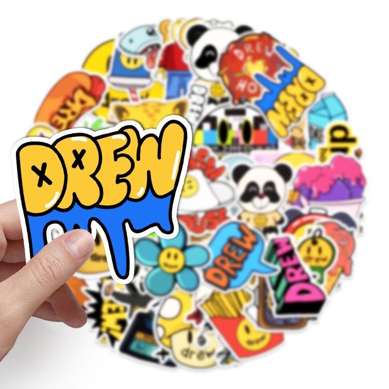 Bộ 200 sticker DREW cá tính chống nước dán trang trí vali mũ bảo hiểm xe máy laptop điện thoại
