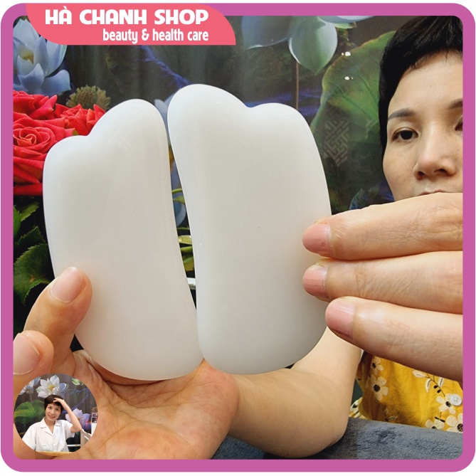 Miếng Cạo Massage Hình Bán Nguyệt Bằng Đá Trắng Đẹp Mát Xa Mặt Dụng Cụ Spa Dưỡng Sinh Chăm Sóc Cơ Thể