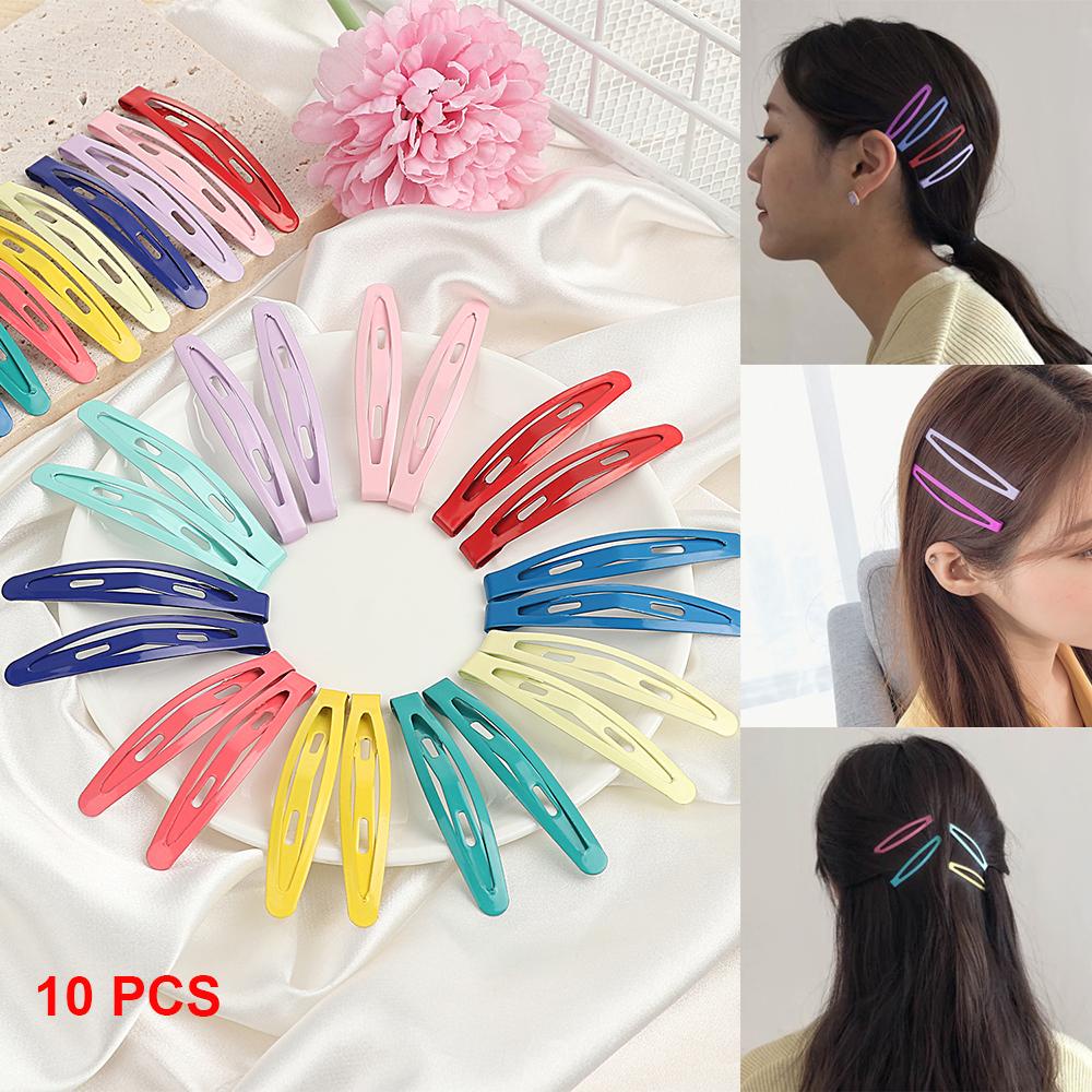 Set 10 Kẹp Tóc Kim Loại Chống Trượt Thiết Kế Đơn Giản Cho Nữ