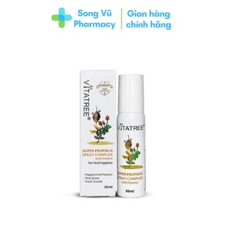 Keo Ong Xịt Họng Vitatree Super Propolis Spray Complex With Manuka 15+ 30ml
