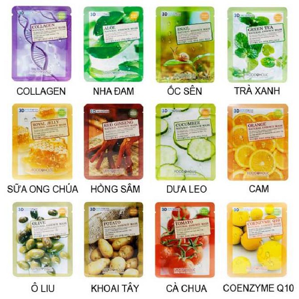 (Mặt Nạ 3D) Foodaholic 16 Vị Hoa Quả Trái Cây Hàn Quốc