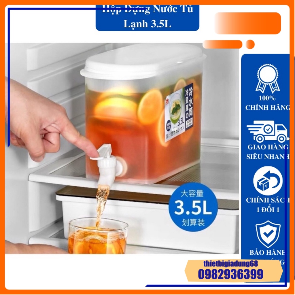 Bình Nước Có Vòi Để Tủ Lạnh 3.5 Lít Cao Cấp, Bình Đựng Nước Trà, Nước Trái Cây Tiện Lợi Đa Năng Ngăn Nắp