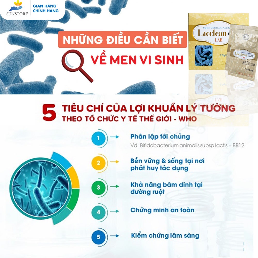 Men vi sinh LACCLEAN GOLD bổ sung lợi khuẩn hỗ trợ tiêu hoá đường ruột - SUN STORE