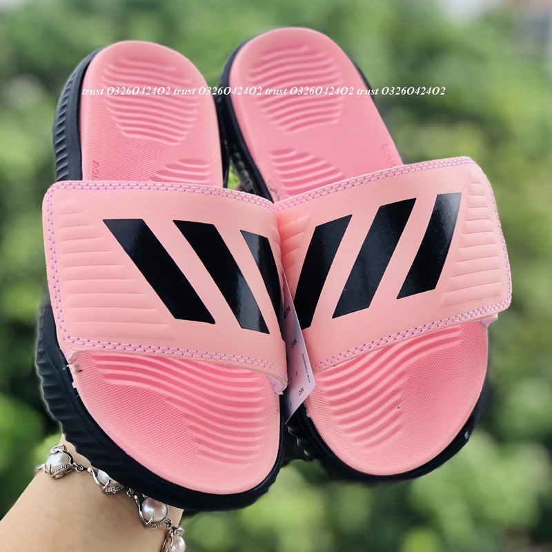 Dép Alphabounce adidas ❤️FREESHIP + FullBox❤️ quai ngang nam 3 sọc màu hồng sọc đen chất xịn 1-1, đế dày nhẹ quai da