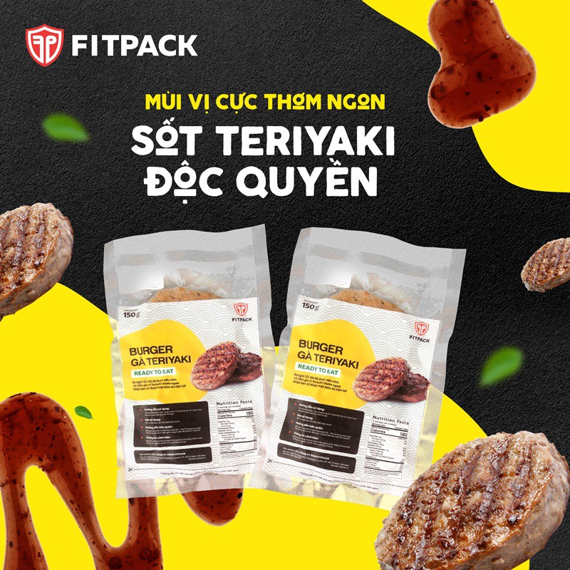 [HỎA TỐC] BURGER Gà Teriyaki ăn liền Fitpack 150g