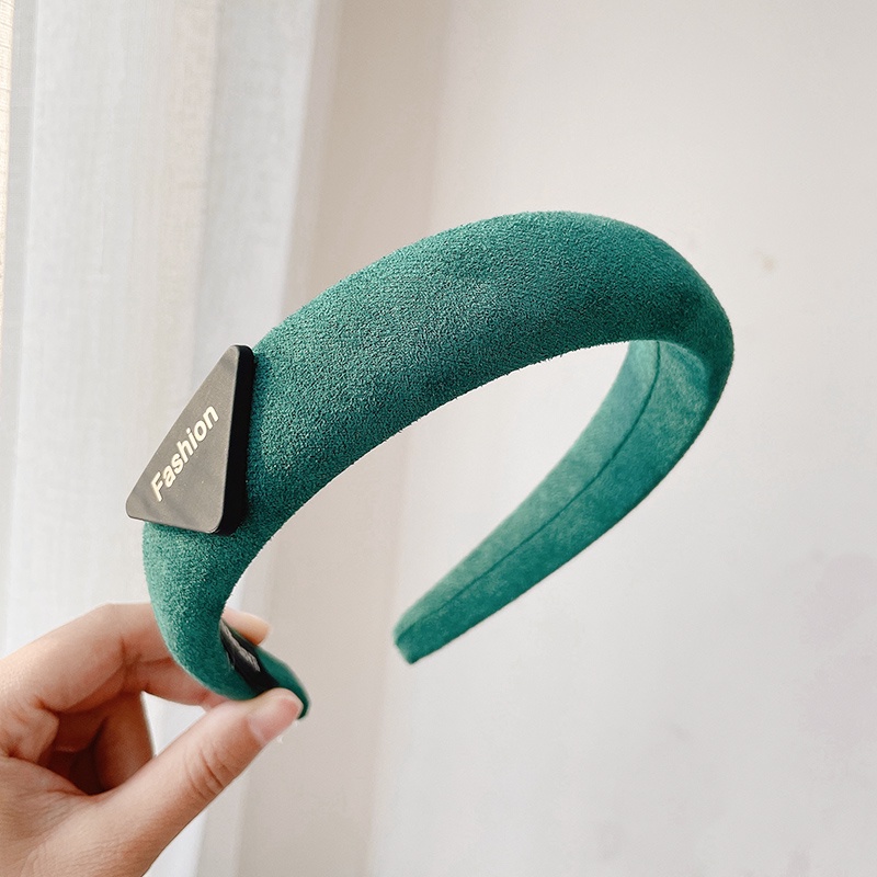 Băng Đô Vải Nhung Bản Rộng Màu Xanh Lá Thời Trang Hàn Quốc