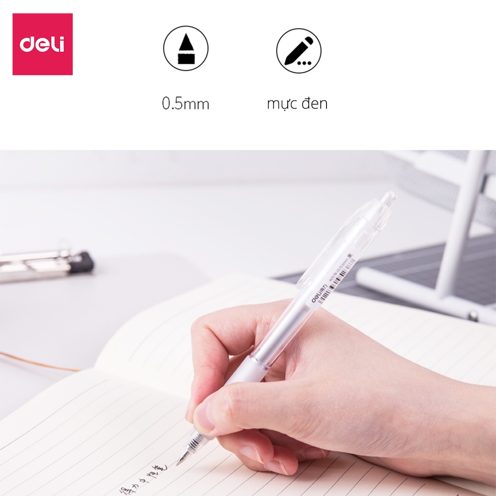 Bút Gel Bút Bi Nước Mực Màu Đen Deli Phù Hợp Viết Sổ Calligraphy Ngòi 0.5mm Dành Cho Văn Phòng Học Sinh 1 Chiếc