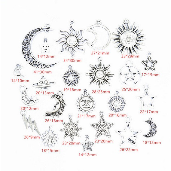 Set 23 Mặt Dây Chuyền Hình Mặt Trăng/Ngôi Sao/Mặt Trời Hỗn Hợp Kim Hỗn Hợp DIY