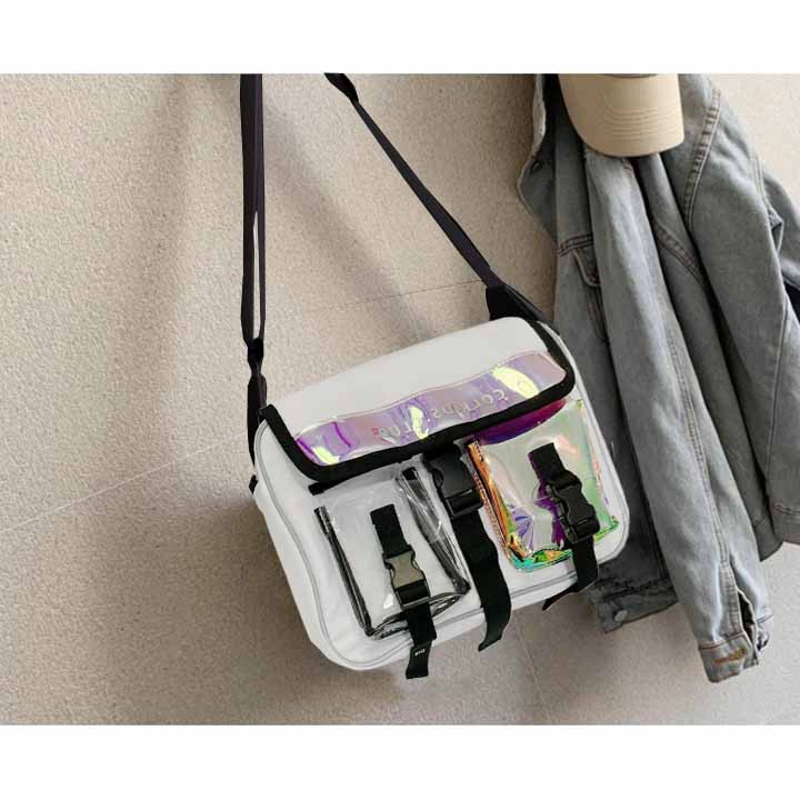 ❤️ GIÁ SỈ ❤️ Túi ĐEO CHÉO hộp to phối chữ - chất vải canvas kaki bố mềm nhẹ vừa ipa  DU LỊCH T0055