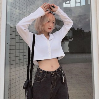 💗 Áo Croptop Tay Dài Cúc Ngực 💗