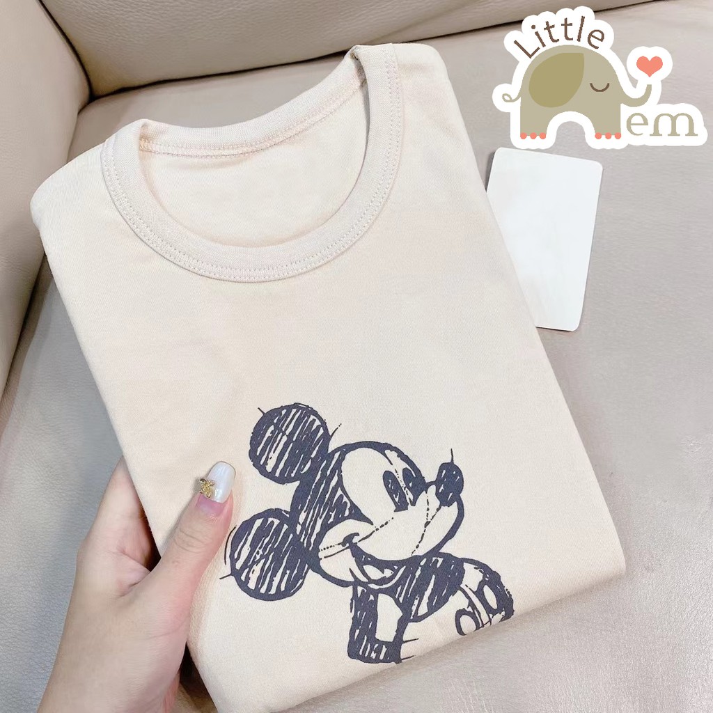 Bộ đồ bé trai/ bé gái Cotton xuất Nhật dài tay _ White mickey