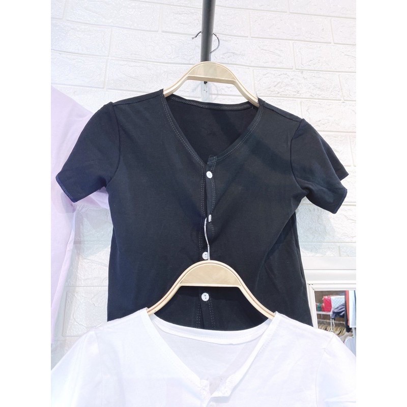 [Rẻ Vô Địch Áo Croptop Len Tăm Nút Thật