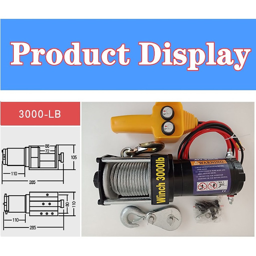 Tời cứu hộ loại 3000LBS (1361 kg) loại dùng điện ắc quy 12v24V