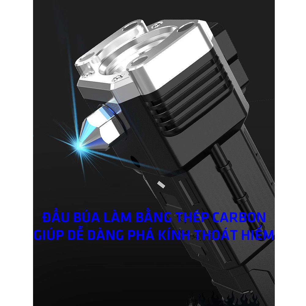 Búa Thoát Hiểm Đa Năng Tích Hợp Đèn Pin Sạc Dự Phòng Nam Châm Tiện Lợi