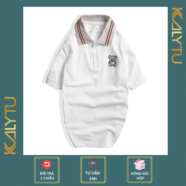 Áo polo gấu áo phông gấu cổ bẻ chất da cá cao cấp kiểu dáng hiện đại, trẻ trung nặng động - KALYTU.