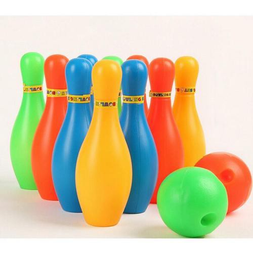 Bộ Đồ Chơi Bowling 10 Pin Bằng Nhựa Kèm 2 Quả Bóng