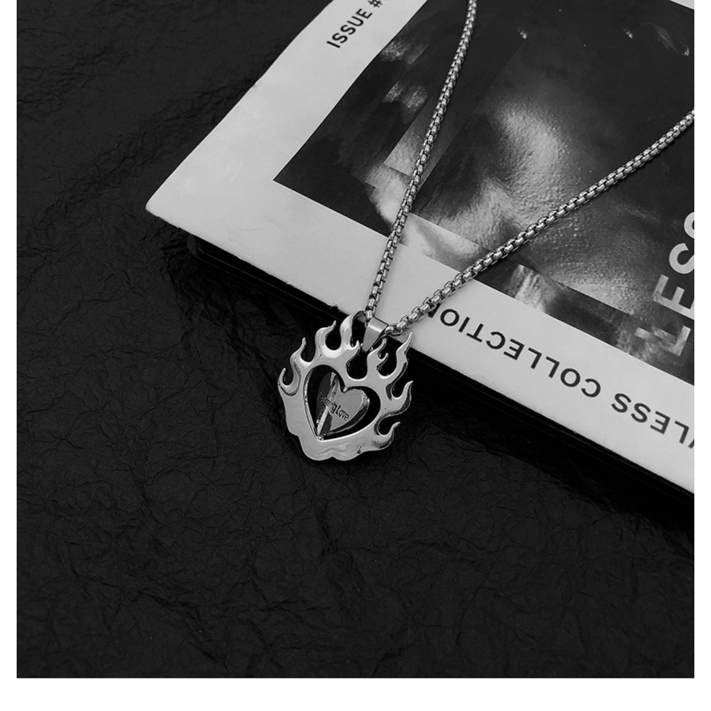 Mới Vòng cổ Thép Titan Mặt Hình Ngọn Lửa Thời Trang Cho Nam Nữ