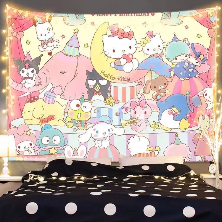 Thảm Vải Treo Tường Trang Trí Hình Kuromi Cinnamon Dog Dễ Thương