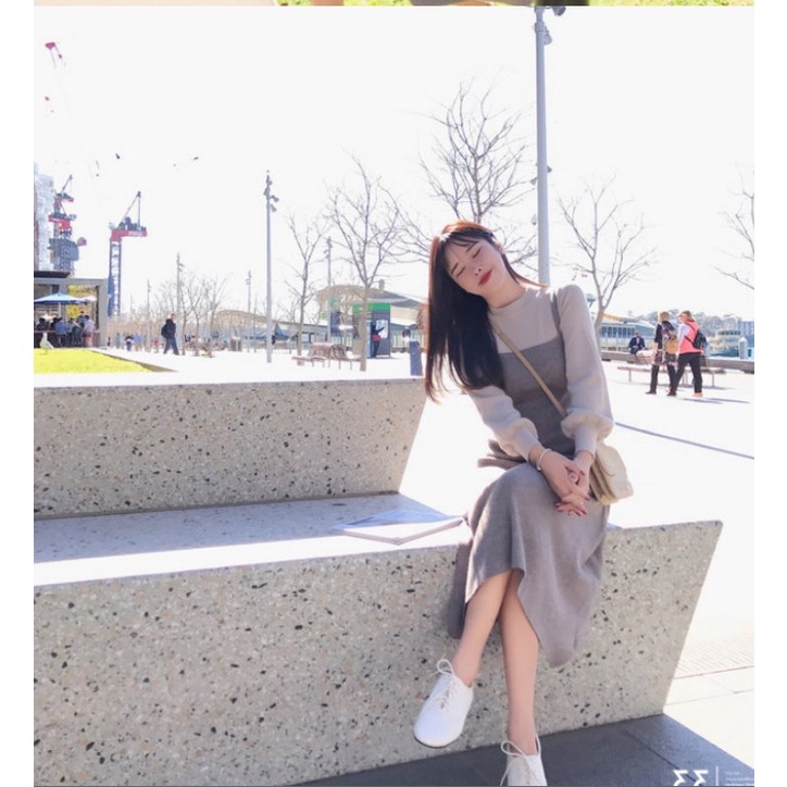 Váy nữ đẹp💕FREESHIP💕Váy len dáng dài thu đông phong cách Vintage cổ điển xinh xắn