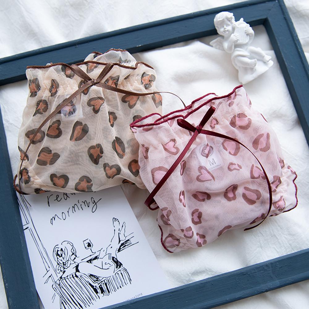 Quần Lót Lưới Xuyên Thấu Họa Tiết Da Báo Đính Nơ Gợi Cảm Cho Nữ